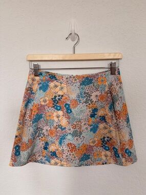 Floral A-Line Mini Skirt in Multi-Color